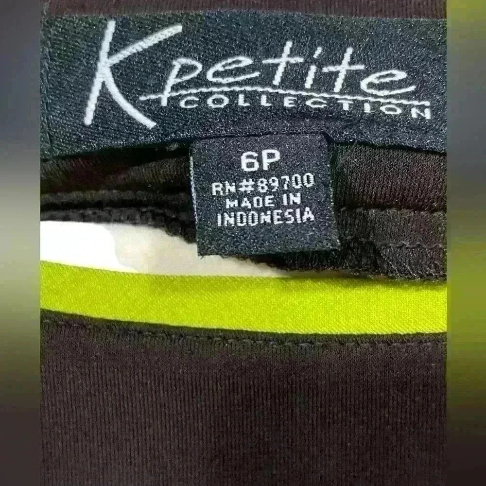 K Petite Collection Size 6 Shift Dress Chocolate Brown Paisley Long Sleeve - Picture 7 of 7